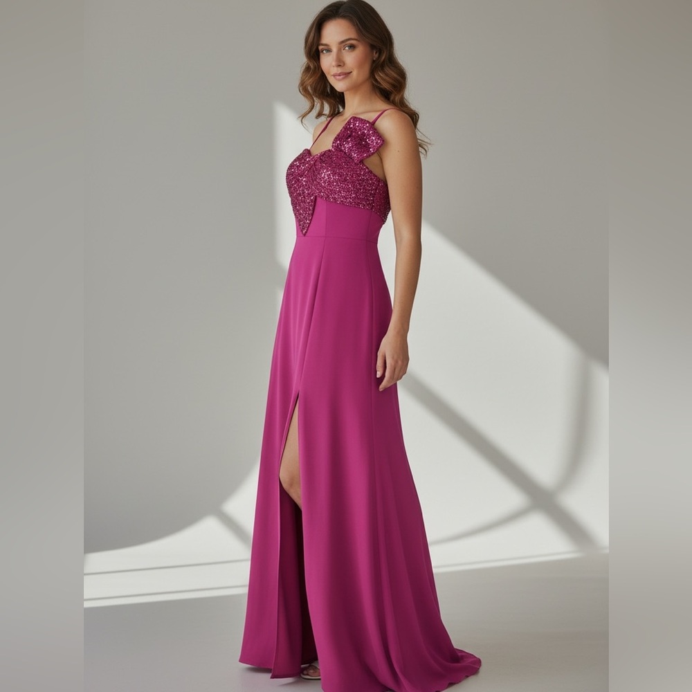 Morgan & Co Elegant Fusha Evening Gown